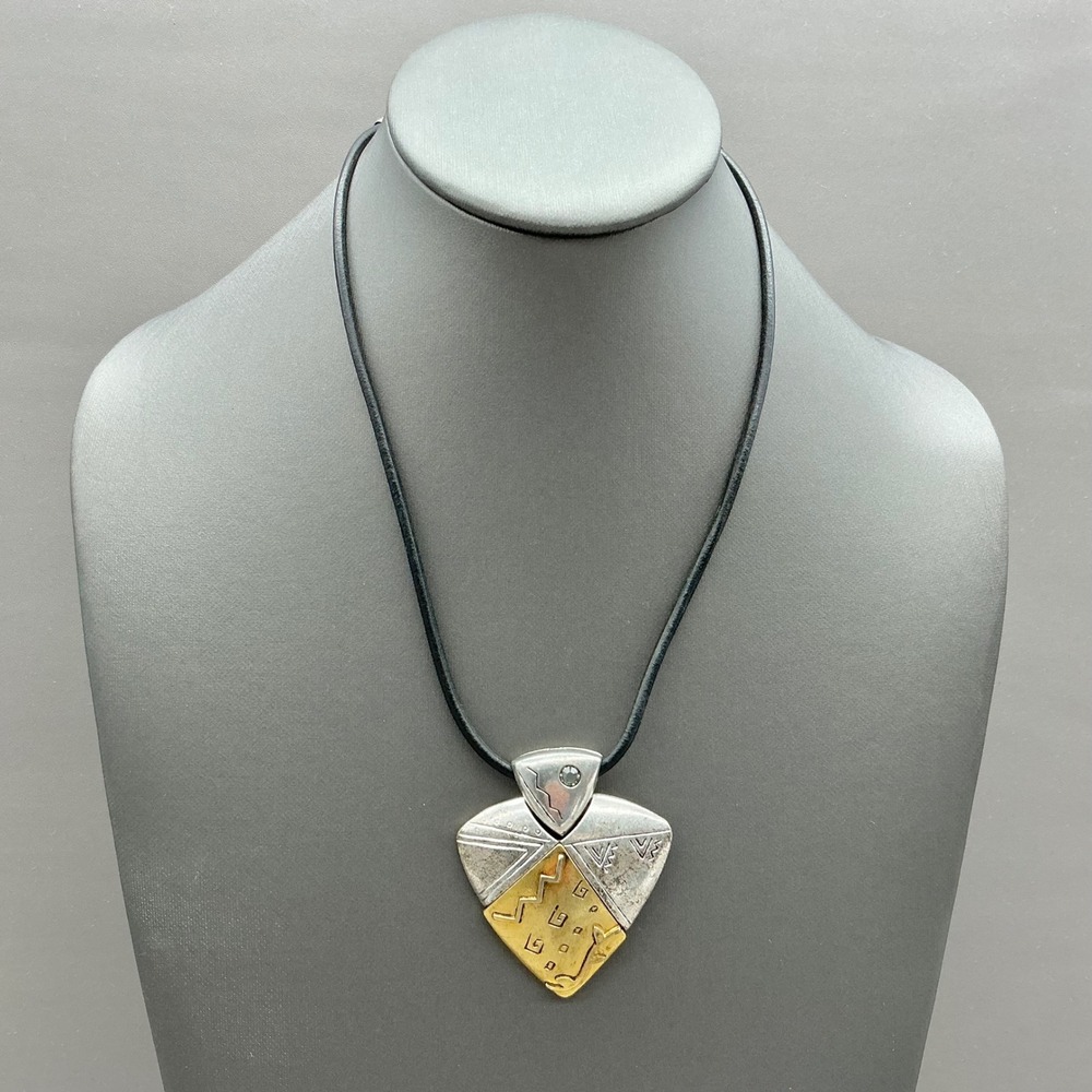 Chico's Necklace Women Silver Tone Gold Tone Mixed Metal Pendant Cord 16-18 In
